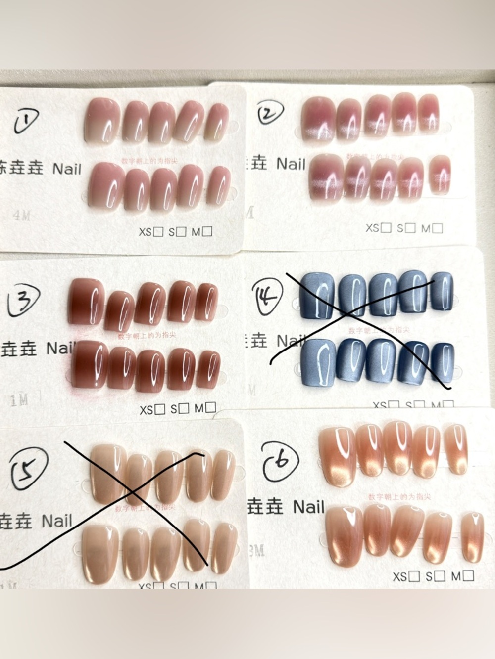 10 pairs / 100 pieces Assorted Nail Art in Neutral and Dark Tones